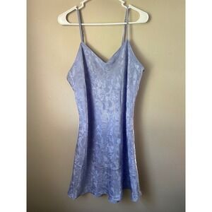 Lisa Intimates Lavender Floral Satin Slip Dress L Sleeveless Mini Nightgown